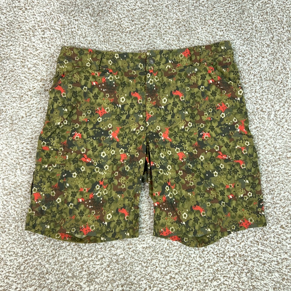 Duluth Trading Shorts Womens 16 Green Floral Utility Hiking Stretch Cargo Gorp